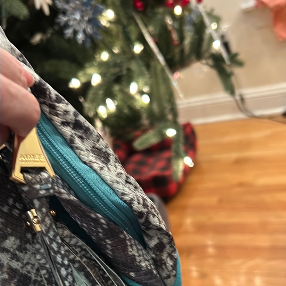AIMEE KESTENBERG NEW Teal and Black Snake Print Women's Bag - Picture 7 of 15